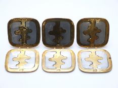 David Marshall (b1942) six brass and aluminium coasters,