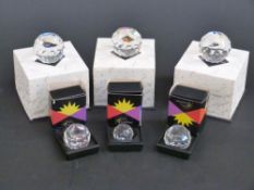 Six Swarovski Crystal Colours cut glass paperweights