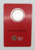 Royal Mint 2013 gold full sovereign in capsule, security card no.