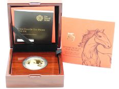 Royal Mint Lunar Year of the Horse 2014 UK one ounce gold proof coin, cased with certificate no.