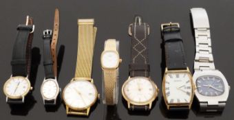 Seven ladies and gentleman's wristwatches including Rotary, Ingersoll, Avia etc,