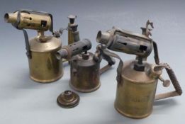 Three various vintage blowlamps