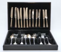Six place setting canteen of stainless steel cutlery