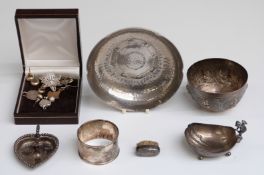 Victorian novelty hallmarked silver miniature heart shaped chamberstick, Birmingham 1891,