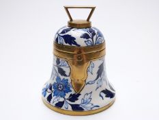 A Victorian ceramic brass mounted bell-shaped biscuit barrel,