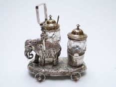 Evans and Matthews of Birmingham 19thC silver plated novelty cruet formed as an elephant,