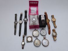 Fourteen various wrist and pocket watches including Smiths, Services, Carvetm Sekonda etc,