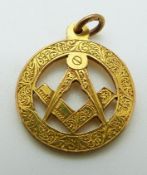 A 9ct gold Masonic fob, 5.