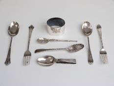 Eight pieces of hallmarked silver cutlery including a Georgian bottom marked example with shell