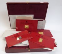 Hallmark Collection silver gilt replica stamps x 14 with collector's case and certificates in