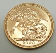 A 2000 gold half sovereign