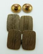 A pair of 9ct gold engine turned cufflinks and two gold studs, 7.