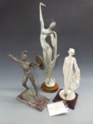 Florence figure by Guiseppe Armani, resin figure of a lady and a Greek warrior,
