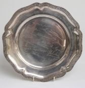 Swedish white metal dish with decorative edge and Swedish silver marks for 1918,