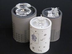 Three Swarovski Crystal cut glass paperweights in the form of a Oyster Shell with Pearl,