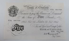 Peppiatt London 1944 white five pound note VF,