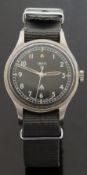 Smiths W10 gentleman's military wristwatch with luminous steel hands, white seconds hand,