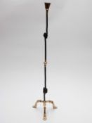 David Marshall (b1942) brass and wrought iron large single candlestick,