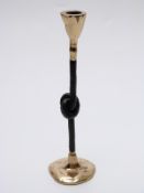 David Marshall (b1942) brass and wrought iron small single candlestick,