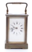 French Parisian made brass carriage clock in corniche style case,