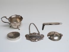 A hallmarked silver mustard, a silver pen knife,