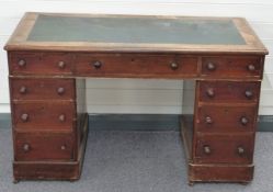 19thC mahogany leather inset twin pedestal desk W120 x D60 x H79cm
