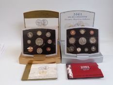 Royal Mint Executive proof coin sets for 2003 Golden Jubilee and 2001 commemorating the Victorian