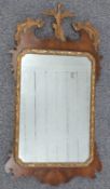 Regency mahogany wheatear fretwork mirror with bevelled edge H94cm