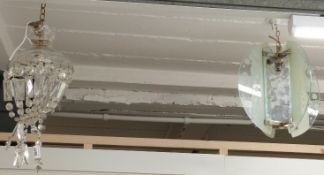 Art Deco globe type light fitting and a cut glass example