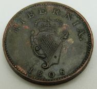 George III 1806 Hibernia farthing VF-EF with good toning