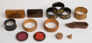 19thC treen items including snuff box made of wood from HMS Royal George,