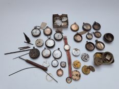 A large collection of pocket and wrist watches including hallmarked silver and gold plated cases,