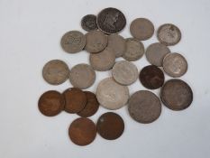 George V silver coinage including three rocking horse crowns, three half crowns 1913, 1911, 1922,