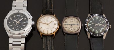 Four gentleman's wristwatches comprising a Stirling diver's style watch with luminous hands and