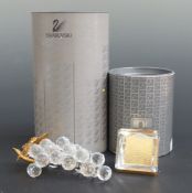 Two Swarovski Crystal cut glass gold plated mounted items Grapes and Photograph Frame, largest 16.