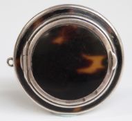 Tortoiseshell and white metal miniature compact,
