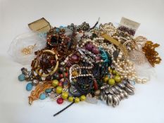 A collection of beaded necklaces,