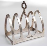 Hallmarked silver four division toast rack, Sheffield 1945 maker Viners, length 7.
