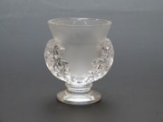 Lalique St Cloud frosted and clear glass pedestal vase decorated with acanthus leaves signed