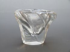 Daum clear glass vase of lobed form, 13.4cm tall.