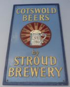 Cotswold Beers by Stroud Brewery cast aluminium advertising sign,