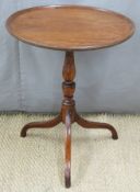 19thC mahogany tray top circular table on tripod base,