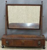 Victorian mahogany three drawer dressing table mirror raised on ball feet,