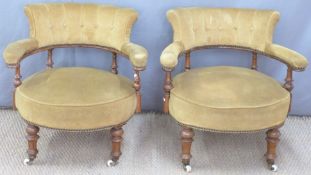 A pair of 19thC upholstered tub chairs