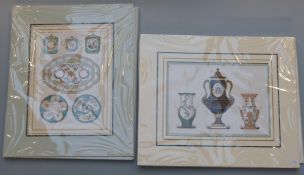 Fourteen etchings of Sevres porcelain, each 30 x 20.
