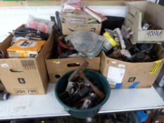 Large quantity of car parts including battery leads, air filters, Kunifer tubing,