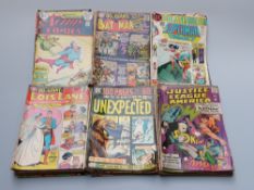 Forty-six DC comics including Superman, Bat Man, Jimmy Olsen, Justice League Of America, Lois Lane,