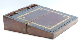 A 19thC brass bound walnut writing slope