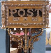 Victorian / Edwardian country house post box with carved and pierced decoration,