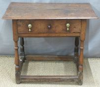 Antique oak side table with peg joints and moulded stretchers,